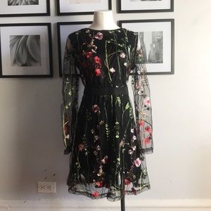 SHEIN Embroidered Mesh Overlay Dress 👗